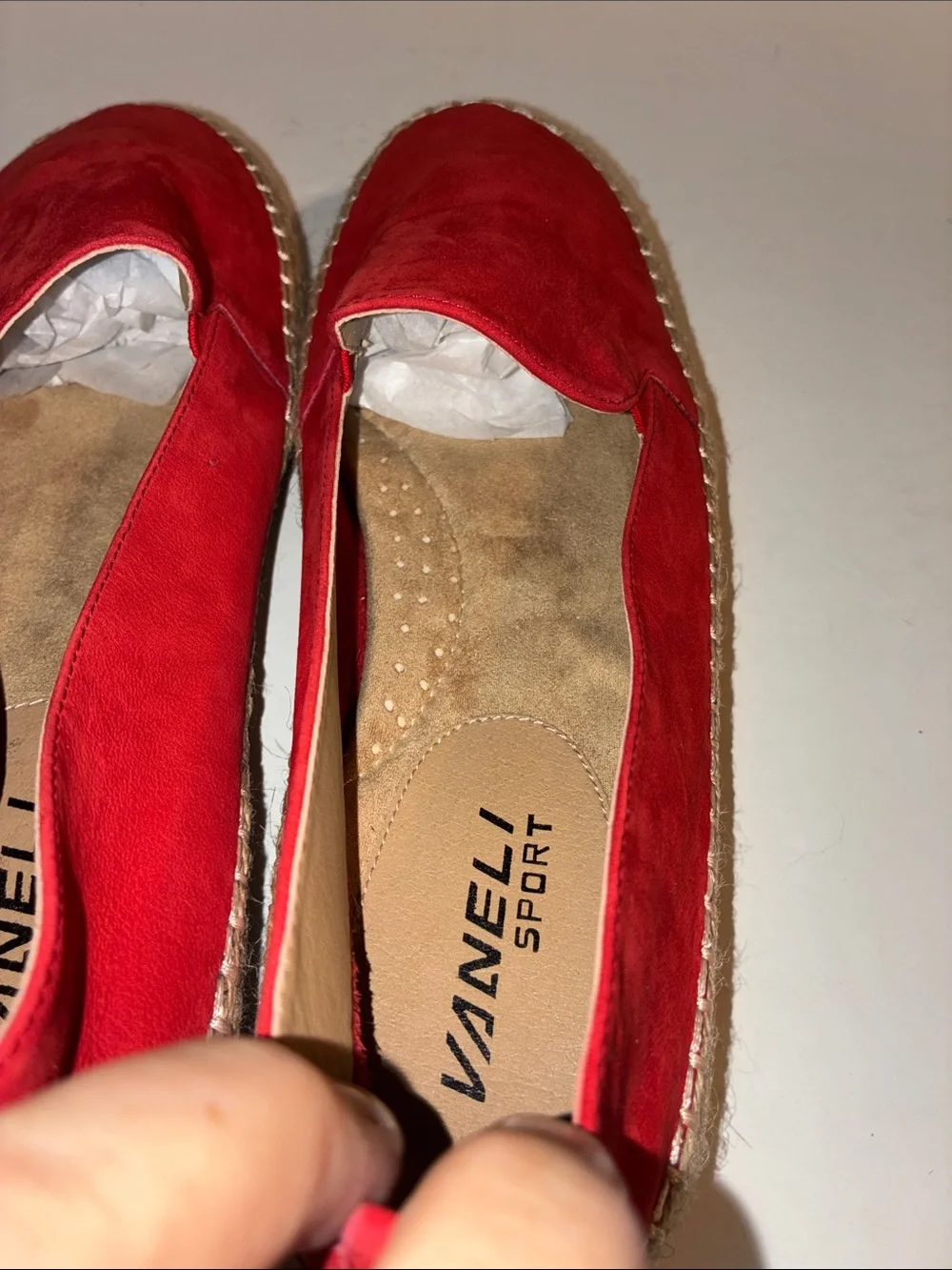 Vaneli Sport, Women’s 9.5, Red Suede Espadrille Slip-On Shoes